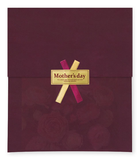 不織袋ラッピング（ボルドー）と母の日シール